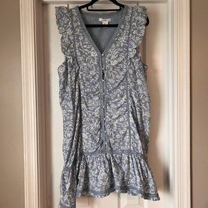 Lucky Brand Floral V Neck Flutter Sleeve Sundress